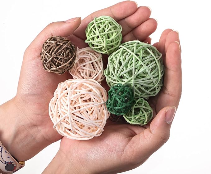 Patelai 36 Pcs Wicker Rattan Balls Decorative Balls for Vase Centerpiece Bowls Orbs Filler for Home Decor,4 Sizes(Vivid Color)