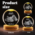 Custom Ultrasound Crystal Ball withText Photo Personalized Ultrasound Picture Frames with Light Holder Engraved Crystal Ball Gift for Expecting Parents