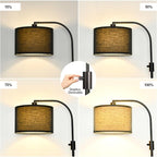 【Upgraded】 Dimmable Black Floor Lamp, 1200 Lumens LED Bulb Included, Arc Floor Lamps for Living Room Modern Standing Lamp with Black Shade, Tall Lamp for Living Room Bedroom Office Reading Room Office