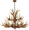 15-Light Farmhouse Antler Chandelier, Rustic Vintage Art Deco Ceiling Fixture - LED Bulbs Compatible for Living Room, Kitchen, Hallway & Entryway (10+5 Lamp arms+3 arms)