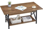 GreenForest Coffee Table with Storage, 39 inch Modern 2-Tier Coffee Tables for Living Room, X-Frame Design Farmhouse Coffee Table Space Saving Living Room Tables, Easy Assembly, Walnut