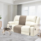 Recliner Sofa Covers 100% Waterproof Velvet L Shape Recliner Couch Covers for Dogs Pets Washable Anti Slip 1 Additional Couch Cover for Reclining Couch (Additional Seat, Khaki)