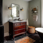ANDY STAR Hand-Forged Black Bathroom Mirrors for Wall, 24x36 Inch Vintage Solid Steel Metal Frame Bathroom Vanity Mirror, Antique Rounded Rectangle Wall Mirror, Hangs Horizontally or Vertically