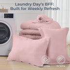 HEVUMYI Dusty Pink Twin Comforter Set - 5-Piece All Season Bed in a Bag Twin, Ultra Soft Bedding Set with Comforter, Flat Sheet, Fitted Sheet, Pillowcases, Pillow Shams