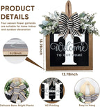 Ultra Large 14'' Last Name All Year Round Front Door Wreath with 26 Initial Letter Welcome Sign All Seasons Eucalyptus Garland and Bow Wreaths for Front Door Porch Farmhouse Decoration (T)