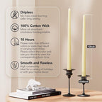 12-Inch Tall Dripless Taper Candles Set of 4 - Ivory Tapered Candles, Perfect for Wedding,Dinner - Smokeless, Unscented, Long Burning - Hand Poured, Colored Tall Candlesticks - Cream