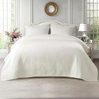 KASENTEX Twin Quilt Set 68"x86" – Soft Washed 3-Layer Lightweight Bedspread, Minimalist Nordic Design, All-Season Spring & Summer Quilt Set (1 Quilt + 2 Pillow Shams),Cream White