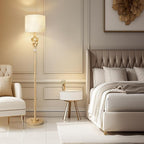 Scenekoy Sculptural 65.5” Floor Lamp for Living Room Bedroom, Gold Leaf Finish & Resin Body, Pull Chains Switch Standing Lamp, Brightness Adjustable Corner Lamp with Bulb Prefer for Home Office Bar