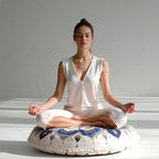 Meditation Cushion Set of 2, 32 Inch Extra Thick Memory Foam Round Floor Pillow with Removable Washable Cover, Bohemian Mandala Yoga Cushion for Adults - Ideal Holiday Decor, Blue