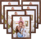 Giftgarden 8x10 Picture Frame Brown Set of 7 Rustic Walnut-Color Photo Frames 8 by 10 for Wall or Tabletop