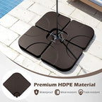 Tangkula Umbrella Base Set of 4, Cantilever Offset Umbrella Stand with HDPE Frame, Water & Sand Filled Refillable Base, Easy-Fill Spouts for Patio, Poolside (Brown)