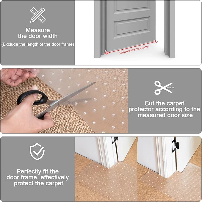 Uross Carpet Protector for Pets -3.6FT Transparent Plastic Under Door Cat Carpet Protector for Doorway, Anti Cat Scratch Mat, Stop Cats from Scratching