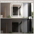 28"x36" LED Bathroom Mirrors for Wall, Front and Backlit Mirror, Anti-Fog Vanity Mirror with Lights, Stepless 3 Colors Dimmable Smart Lighted Mirror(Horizontal/Vertical)