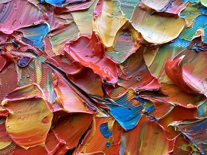 zoinart Colorful Oil Painting on Canvas, Abstract Landscape Wall Art, Texture Painting Wall Art, Modern Wall Painting for Living Room Deco