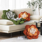 Flower Throw Pillow - 17.8" Plant Shaped Cushion, Soft Plush Decorative Pillow for Bedroom & Living Room, Unique Green Design, Home Decor Accen