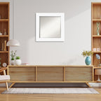 Amanti Art White Wall Mirror 25x25 Basic White Square Bathroom Mirror for Wall Decor Living Room, Medium Casual Wood Frame, Hangs Horizonally and Vertically, Bathroom Decor, Beveled Edge