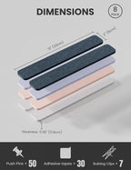 Cork Board Alternative Felt Strip Board 8-Pack 13"x2", Office Pin Board with 50 Push Pins, Adhesive Install for Bedroom Door & Home Office(Heather Grey)