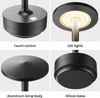 Cordless Table Lamp Rechargeable,6000mAh Battery Operated LED Desk Lamp 3 Color Stepless Touch Dimming,Waterproof Portable Memory Function Light for Bedroom,Outdoor,Patio,Dining,Restaurant Black