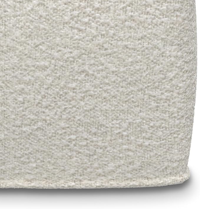 SIMPLIHOME Chantal Square Pouf - 18 inch Wide Upholstered Boucle Fabric Ottoman in Ivory, Contemporary Footstool, Coffee Table or Extra Seating for Living Room or Bedroom, Assembled