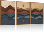 CHDITB Coastal Sunset Framed Canvas Wall Art Set, Nature Inspired Wall Decor, Mountain and Sea Artwork Spiritual Painting, Vintage Art Prints for Living Room, Bedroom, Office 24"x36"x3