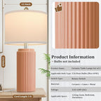 23.5’’ Orange Table Lamps for Bedroom Set of 2, Modern Ceramic Nightstand Lamps for Living Room, Retro Lamps with White Shade Set for Home Office End Table, Farmhouse Bedside Lamps for End Table Dorm