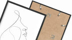 Minimalist Woman Profile Wall Art Upward Gaze Continuous Line Drawing Feminine Face 24x36 Inch Oak Wood Black Framed Modern Aesthetic Print for Living Room