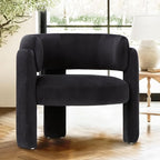 COLAMY Modern Velvet Accent Chair, Upholstered Barrel Chair, Comfy Side Arm Chair with 3 Legs for Living Room, Bedroom, Reading, Black