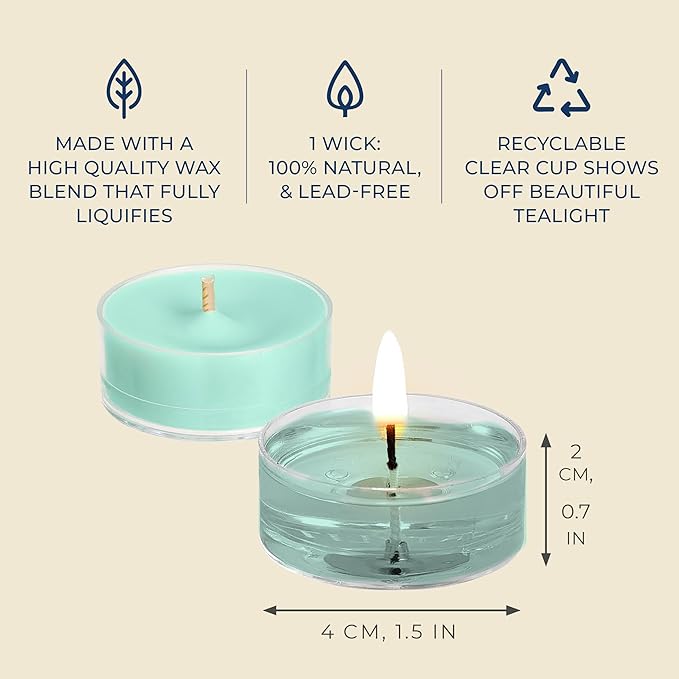 PartyLite Tea Lights Candles, Sweet Ripe Melon Scent, Gift Set of 12, Aromatherapy with up to 4 to 6 Hours Burn Time, Ideal for Home Decor, Holiday Gifting & Celebration