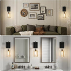 Crystal Brass Hemisphere Wall Sconce - Black Brushed Dimmable Sconces with Bulbs - Luxury Indoor Lighting Fixture - Modern Hanging Light Decor for Bedroom Living Room Bathroom Vanity Hallway