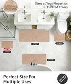 ILANGO Beige Bathroom Rugs 70" × 24" Non Slip & Super Absorbent Extra Thick Soft, Washable Bath Carpet Runner for Floor, Microfiber Plush Shaggy Bath Mats with Rubber for Bedroom Bathtub Shower Room