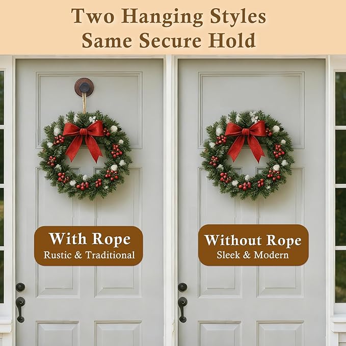 Wreath Hanger for Front Door,Suction Cup Hooks for Shower, Heavy Duty Suction Cup Reef Hook for Glass Window, Shower, Bathroom, Kitchen, Outdoor Wreath Holder for Christmas/Thanksgiving/Halloween