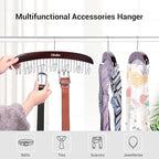 Belt Hanger Organizer for Closet: Ohuhu 2 Pack 12 Hooks Max 36 Belts Tie Rack Wooden Belt Holder for Storage 360 Degree Rotating Space Saver Organizer for Men Women Belt Tie Scarf Accessories-Walnut