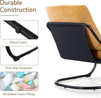 Peace nest Modern Accent Chair Comfy Living Room Suspended Chair Bedroom Armchair with Mental Frame Comfortable Upholstered Cushion for Balcony Lounge Reading Meeting Room Yellow