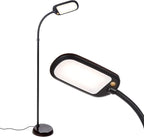 Brightech Litespan Slim LED Floor Reading Lamp - Modern Tall Lamp with Adjustable Gooseneck for Living Rooms & Offices - Dimmable Crafts Work Light - Brown