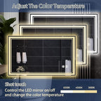 48“ x 28” LED Bathroom Mirror with Lights Anti-Fog Dimmable 3 Colors LED Mirror for Bathroom Memory Function Smart Mirror Wall Mounted Horizontal/Vertical