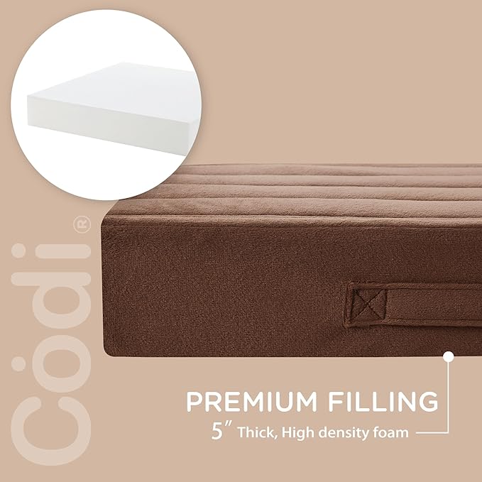 Codi Thick Replacement Couch Cushions 2 Sets, Upholstery Foam with Washable Covers for Sofa Cushion Chair Meditation - 24 × 24 × 5 Inch, High Density Foam, Coffee