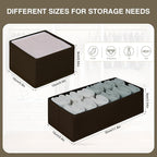 DIMJ Drawer Organizer Clothes, Underwear Drawer Organizer, Set of 4 Foldable Closet Drawer Bins, Fabric Drawer Dividers for Baby Clothes, Socks, Belt, Tie (Brown)