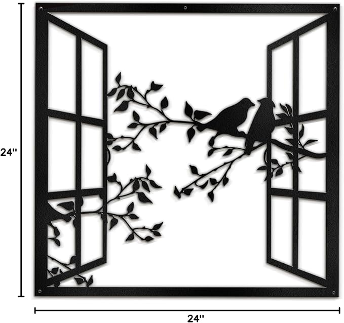 SIGNLEADER Metal Wall Art Decor Bird Silhouette on Branch Modern Abstract Wall Sculpture Hangings Home Decoration for Living Room, Bedroom, Bathroom, Kitchen, Outdoor - 24" Black