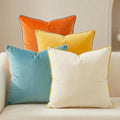 Mecatny Set of 4 Velvet Throw Pillow Covers 20x20, Soft Colorful Accent Decorative Couch Pillow Covers for Sofa Living Room, Orange/Yellow