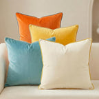 Mecatny Set of 4 Velvet Throw Pillow Covers 20x20, Soft Colorful Accent Decorative Couch Pillow Covers for Sofa Living Room, Orange/Yellow