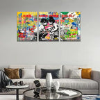 Novatique Banksy Canvas Wall Art for Bedroom Graffiti Picture Wall Decor Modern Graffiti Poster Artwork Framed Ready to Hang for Living Room Office, 20”x 28”x 3Pcs
