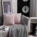 18x18 Pink Throw Pillow Covers: 2 Pack Original Striped Velvet Square Decorative Pillow Cases for Farmhouse Couch