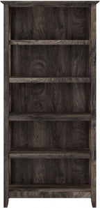 Bush Home Tall 5 Shelf Bookcase for Living Room or Home Office, Large Bookshelf, Modern Farmhouse Style, Key West Collection, Dark Gray Hickory