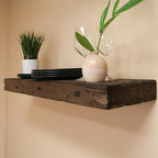 Urbandi Rustic Distressed Floating Shelves, Set of 2, Handmade Out of Pine Wood, 3 Inch Thick, Made in USA (Jacobean, 36Lx3Hx6D)