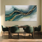 ZENPEE Gold Home Decor, Canvas Wall Art, Green Large Abstract Art for Living Room, Office, Bedroom & Dining Room, 24" x 48"