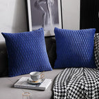 20x20 Blue Throw Pillow Covers: 2 Pack Original Striped Velvet Square Decorative Pillow Cases for Farmhouse Couch