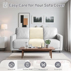 Recliner Sofa Covers 100% Waterproof Velvet L Shape Recliner Couch Covers for Dogs Pets Washable Anti Slip 1 Additional Couch Cover for Reclining Couch (Additional Seat, Ivory White)