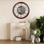 HOIBAI Large Wall Clock, Wall Clocks for Living Room Decor 30 Inch Farmhouse Vintage Rustic Kitchen Wall Decor Vintage Roman Oversized Wall Clock for Home Bedroom House , Moving Gears Clock