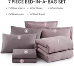 Monbix King Size Comforter Set, Lilac King Size Bedding Set Reversible, King Comforter Set 7 Pieces, Cationic Dyeing Bed in a Bag with Comforter, Sheets, Pillowcases & Shams