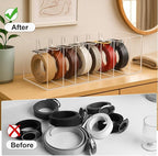JASGOOD Acrylic Belt Organizer for Closet- 7 Compartments Clear Storage Container Display Holder for Belts, Ties, Watches, Bracelets, Jewelry,Make up and Accessories